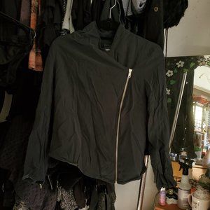 Trouve Black Moto Modal Jacket Zipper Zip Sleeves S